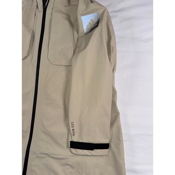 Adidas MYSHELTER RAIN.RDY Jacket Beige Tan Waterproof Hooded Coat XS Women's - Picture 5 of 16